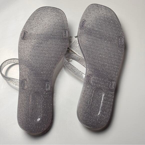 Old Navy Women's Low Heel Flat Silver Glitter Jelly Slide Sz 6 NWT - Picture 3 of 7